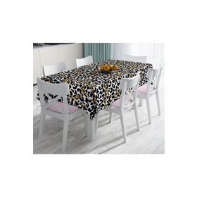 RealHomes Leopar Desenli Altın Detaylı Özel Tasarım Modern Leke Tutmaz 120x140 cm Masa Örtüsü