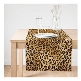 Realhomes Leopar Desenli Dijital Baskılı Dekoratif Özel Tasarım Süet Runner
