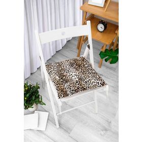RealHomes Leopar Motifli Dijital Baskılı Pofidik Sandalye Minderi