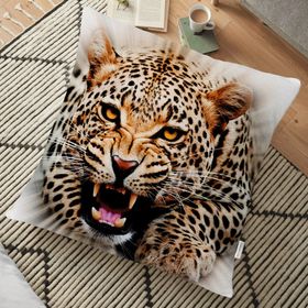 RealHomes Leopar Resimli Dijital Baskılı Dekoratif 70x70 cm Yer Minderi