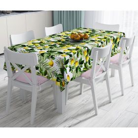 RealHomes Limon Yaprakları Desenli Dijital Baskılı Leke Tutmaz 140x180 cm Masa Örtüsü