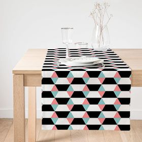 Realhomes Livense Geometrik Şekilli Dekoratif Süet Runner