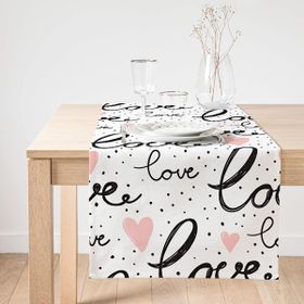 Realhomes Love Baskılı Pembe Kalpli Dekoratif Süet Runner