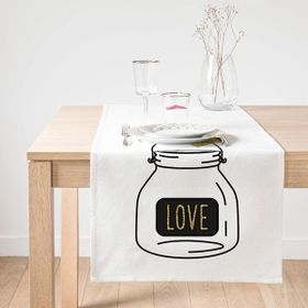 Realhomes Love Kalp Desenli Dijital Baskılı Dekoratif Süet Runner