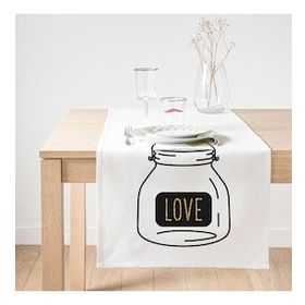 Realhomes Love Kalp Desenli Dijital Baskılı Dekoratif Süet Runner