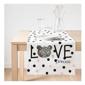 Realhomes Love Princess Motifli Dijital Baskılı Dekoratif Süet Runner