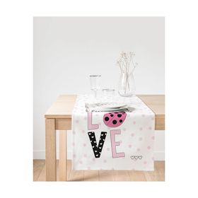 Realhomes Love Uğurböceği Desenli Dekoratif Süet Runner