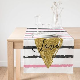Realhomes Love Yaldızlı Kalp Desenli Dijital Baskılı Modern Süet Runner