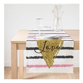 Realhomes Love Yaldızlı Kalp Desenli Dijital Baskılı Modern Süet Runner