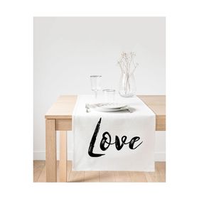 Realhomes Love Yazı Desenli Dijital Baskılı Dekoratif Süet Runner