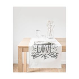 Realhomes Love Yazılı Dijital Baskı Dekoratif Süet Runner