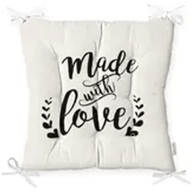 RealHomes Made With Love Yazılı Dijital Baskılı Pofidik Sandalye Minderi
