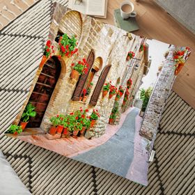 RealHomes Manzara Temalı Dijital Baskılı 70x70 cm Yer Minderi