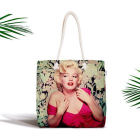 RealHomes Marilyn Monroe Renkli Dijital Baskılı Fermuarlı Kumaş Çanta
