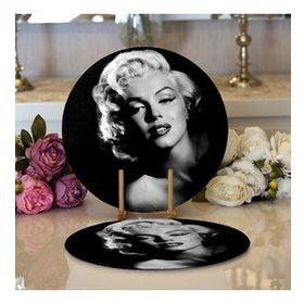 RealHomes Marilyn Monroe Resimli Dijital Baskılı Modern 2 1 Yuvarlak Servis Altlığı Supla