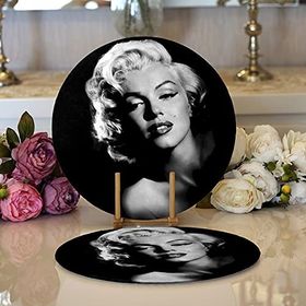 RealHomes Marilyn Monroe Resimli Dijital Baskılı Modern 2 1 Yuvarlak Servis Altlığı Supla