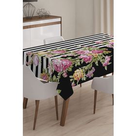 Realhomes Masa10 Modern Çiçek Desenli Dijital Baskılı 3D 140x180 cm Masa Örtüsü