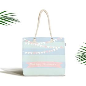 RealHomes Mavi Çizgili Baby Shower Kumaş Çocuk Çantası