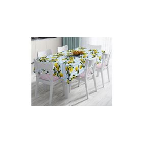 RealHomes Mavi Çizgili Limon Desenli Dijital Baskılı Dekoratif Leke Tutmaz 140x180 cm Masa Örtüsü