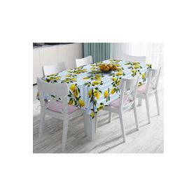 RealHomes Mavi Çizgili Limon Desenli Dijital Baskılı Dekoratif Leke Tutmaz 140x180 cm Masa Örtüsü