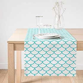 Realhomes Mavi Geometrik Desenli Dijital Baskılı Moderm Süet Runner