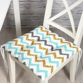 RealHomes Mavi Gri Gold Zigzag Desenli Özel Tasarımlı Leke Tutmaz 120x140 cm Masa Örtüsü
