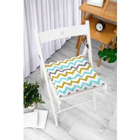 RealHomes Mavi Gri Gold Zigzag Desenli Özel Tasarımlı Leke Tutmaz 120x140 cm Masa Örtüsü