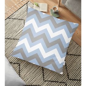RealHomes Mavi Gri Zigzag Desenli Dijital Baskılı Dekoratif 70x70 cm Yer Minderi
