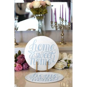 RealHomes Mavi Home Sweet Home Modern 2 1 Yuvarlak Servis Altlığı Supla