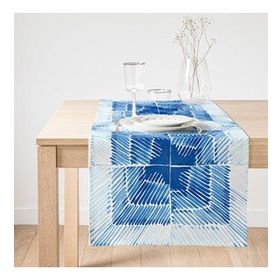 Realhomes Mavi Kareli Resimli Dijital Baskılı Modern Süet Runner
