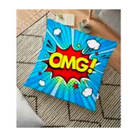 RealHomes Mavi Zeminli Omg Desenli Dijital Baskılı Dekoratif 70x70 cm Yer Minderi
