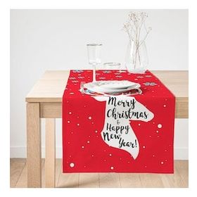 Realhomes Merry Christmas Geyik Desenli Dekoratif Özel Tasarım Süet Runner