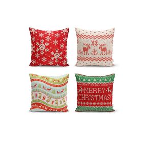 Realhomes Merry Christmas Temalı Konsept 4'lü Yastık Kırlent Kılıfı