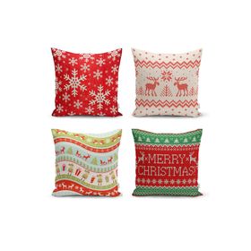 Realhomes Merry Christmas Temalı Konsept 4'lü Yastık Kırlent Kılıfı