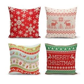 Realhomes Merry Christmas Temalı Konsept 4'lü Yastık Kırlent Kılıfı