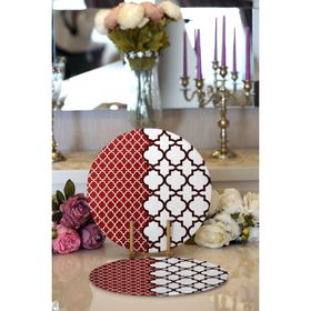 RealHomes Modern Geometrik Desenli Dijital Baskılı 2 1 Yuvarlak Servis Altlığı Supla