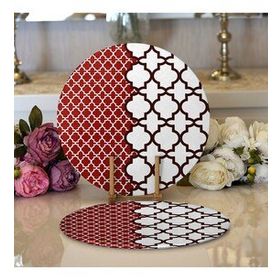 RealHomes Modern Geometrik Desenli Dijital Baskılı 2 1 Yuvarlak Servis Altlığı Supla