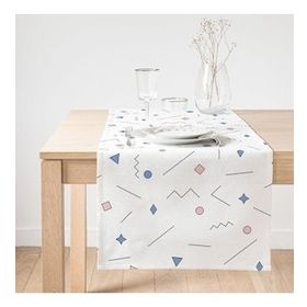 Realhomes Modern Geometrik Şekiller Dijital Baskılı Süet Runner