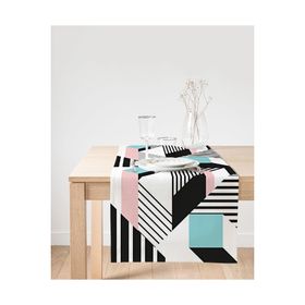 Realhomes Modern Geometrik Şekilli Dijital Baskılı Süet Runner