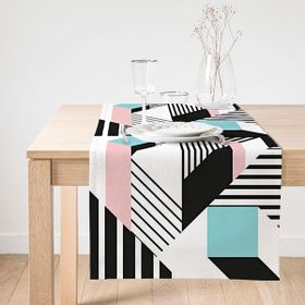 Realhomes Modern Geometrik Şekilli Dijital Baskılı Süet Runner