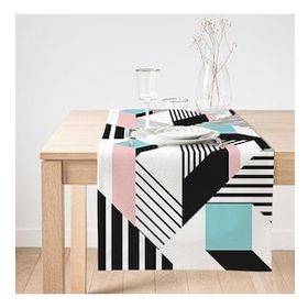 Realhomes Modern Geometrik Şekilli Dijital Baskılı Süet Runner