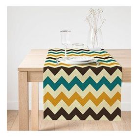 Realhomes Modern Zigzag Desen Dijital Baskılı Dekoratif Süet Runner
