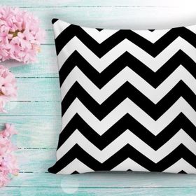 RealHomes Modern Zigzag Desenli Dijital Baskılı Dekoratif Yastık Kırlent Kılıfı