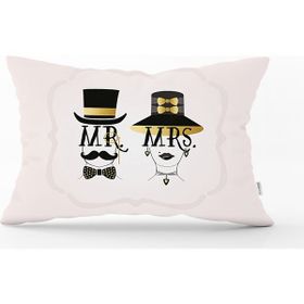 RealHomes Mr. Mrs. Özel Tasarım Dijital Baskılı Dikdörtgen Yastık Kılıfı