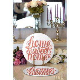 RealHomes Nar Renk Home Sweet Home Dijital Baskılı Modern 2 1 Yuvarlak Servis Altlığı Supla