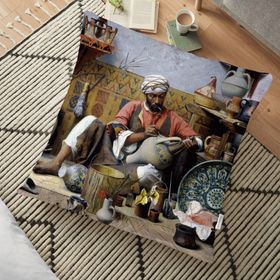 RealHomes Osmanlı Desen Dijital Baskılı Dekoratif 70x70 cm Yer Minderi