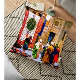 RealHomes Osmanlı Halı Pazarı Tasarımlı Dijital Baskılı Dekoratif 70x70 cm Yer Minderi