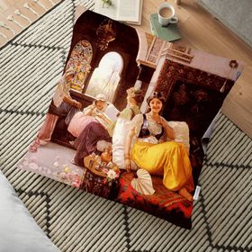 RealHomes Osmanlı Harem Kadınları Tasarımlı Dijital Baskılı Dekoratif 70x70 cm Yer Minderi