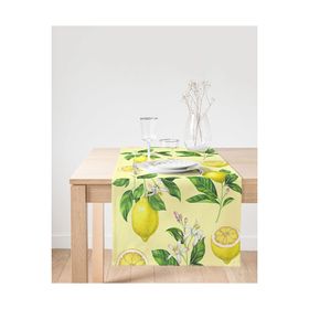 Realhomes Özel Tasarım Limon Desenli Dekoratif Süet Runner