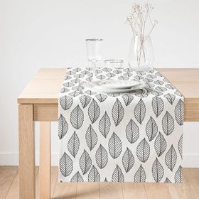 Realhomes Özel Tasarım Yaprak Desenli Dijital Baskılı Süet Runner